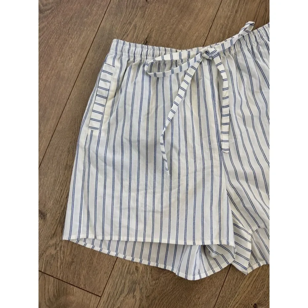 STATESIDE S nwot Anthropologie cotton pinstripe blue stripe boxer short natural